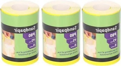 Imagen del producto de Papel de lija cerámico, grano 80, color amarillo, para trabajos en madera
