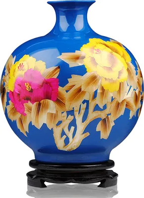 Immagine prodotto di Fine Asianliving Vaso cinese Porcellana Grano Paglia Peonia Blu Fatto a mano D25xH29.5cm Vaso decorativo Vaso Fiore Vaso Vetroceramica Orientale Vaso Decorazione Vaso Decorazione Tavolo Moderno Vaso