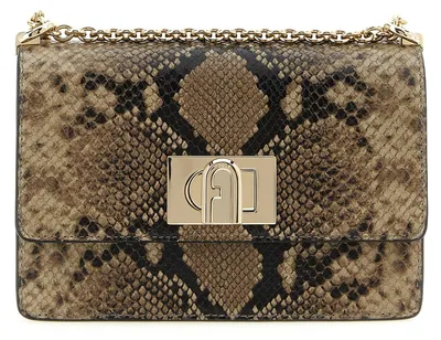 Image de Furla 1927 Mini python gris, fermoir Arche, chaîne dorée