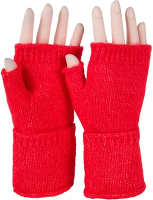 Produktbild von styleBREAKER Damen Fingerlose Strickhandschuhe Einfarbig mit Bund, warme Winter Handschuhe 09010052