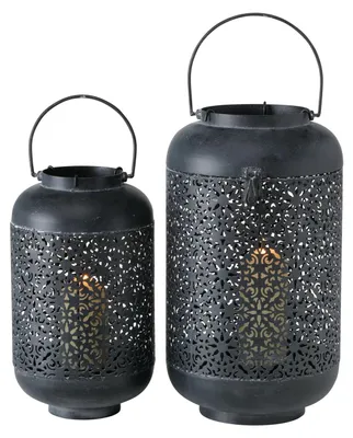 Produktbild von Windlicht Diona Eisen Glas Ornament H.35/45 Ø.20/22 cm 2er Set