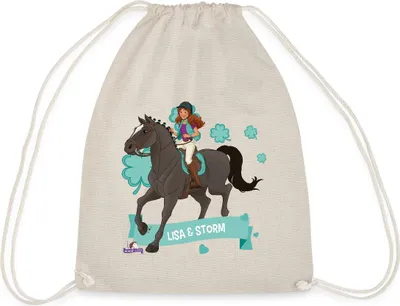 Produktbild von Spreadshirt Schleich Horse Club Lisa & Storm reiten aus Turnbeutel, One size, Natur