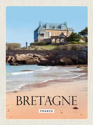Produktbild von vianmo Holzschild 40x30 cm Bretagne France Architektur Bildmotiv Reisemotiv Straße Stadt