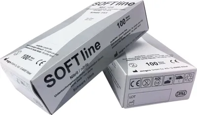 Produktbild von megro SOFTline Nitril Handschuhe schwarz Tattoo puderfrei 100 Stück Gr. S