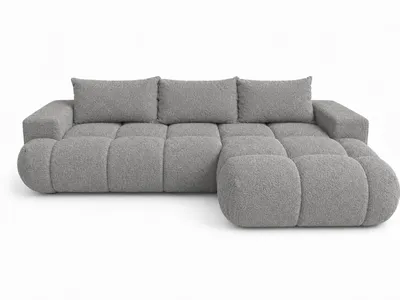 Produktbild von Ecksofa BUBBLE in Grau mit Schlaffunktion & Ottomane rechts, modernes Polstersofa, 275 × 73 x 170 cm, Liegefläche 160 × 216 cm, KI-generiertes Bild