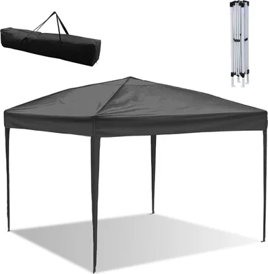 Image de Aopunly Pavillon pliable 3 x 3m Pavillon pliable Tente de jardin, protection UV 50+ Pavillons & tentes de réception Tente de réception à dix côtés Gris