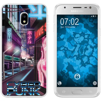 Produktbild von PhoneNatic Case kompatibel mit Samsung Galaxy J3 2017 Silikon-Hülle Retro Wave Cyberpunk.01 M4