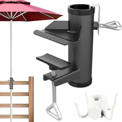Image de Pied de parasol réglable noir avec pince
