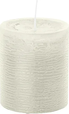 Produktbild von Durchgefärbte Stumpen Kerze Rustik Marble mit Abbrandschutz Elfenbein 130 x 78 mm