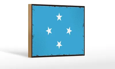 Produktbild von Holzschild Flagge Mikronesiens 18x12 cm Micronesia Retro Dekoration