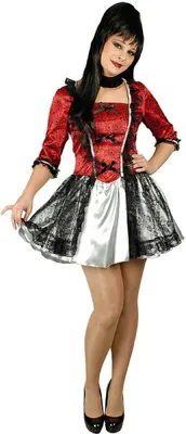 Produktbild von K31250216-44-46-A rot-schwarz Damen Rokokokleid Hexenkleid Gr.44-46