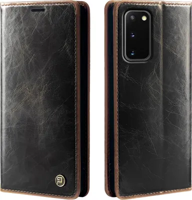 Produktbild von Handyhülle für Samsung Galaxy S20 Kunstleder Flip Vintage Cover Hülle RFID Schutz Case Kartenfach Farbe: Dunkelbraun