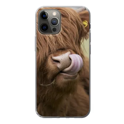 Produktbild von MuchoWow® Handyhülle Schutzhülle Hülle für iPhone 12 Pro Schottischer Highlander - Braun - Tiere Silikon Softcase Handy Hülle - Abdeckung