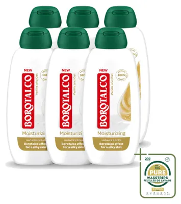 Productafbeelding van 6 x Borotalco Hydraterende Douchegel - Vanille & Haver - 250 ml - Voordeelverpakking - 6 stuks