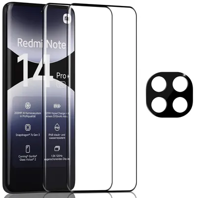 Produktbild von 2-Pack Xiaomi Redmi Note 14 Pro Plus Displayschutzfolie & 1-Pack Kameraschutz - Gehärtetes Glas 9H - Super Qualität 3D