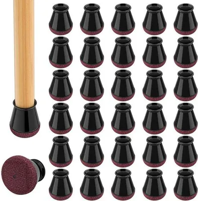 Produktbild von Famanu Stoelpootschoner mit Filz - 32 Stück - Schwarz - Silikon und Filz für Stuhlbeine - Rund - 14-20 mm