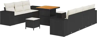 Immagine prodotto di vidaXL Set di divani da giardino 10 pezzi in polirattan nero