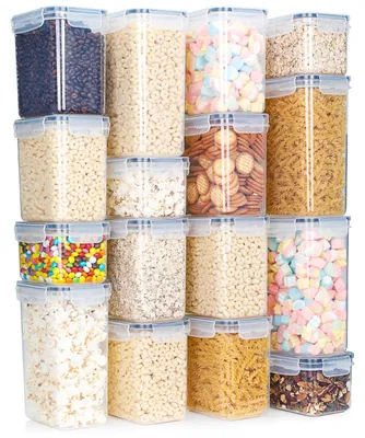 Image de Boîtes de conservation hermétiques avec couvercles, lot de 16 boîtes, sans BPA, récipients pour farine, rangement de cuisine