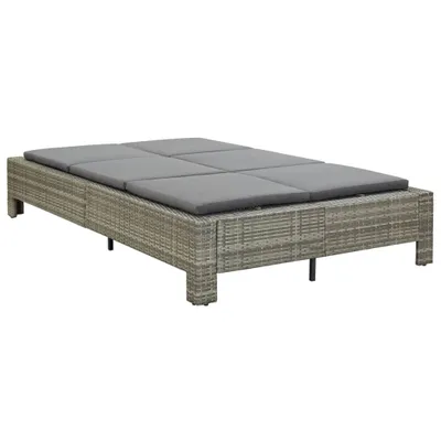 Produktbild von vidaXL 2-Personen-Sonnenliege mit Auflage Grau Poly Rattan
