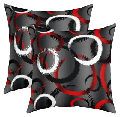 Produktbild von Kissenbezüge 45x45cm Geometrischer Kreis 2er Set Weiß Rot Schwarz Mehrfarbig