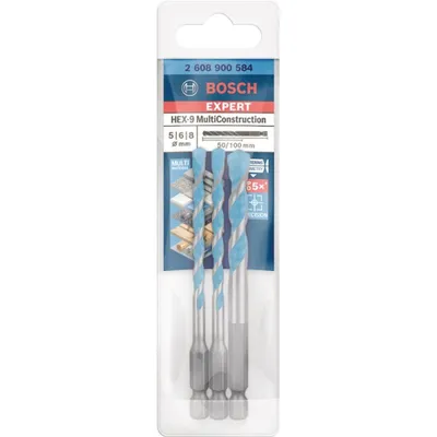 Obrázok produktu pre BOSCH 2608900584 BOSCH EXPERT HEX-9 MultiConstruction Mehrzweckbohrer-Set, 3-teilig