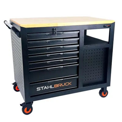 Produktbild von Werkstattwagen Stahlbruck WW 44 XXL, 11 Schubladen mit Holzplatte