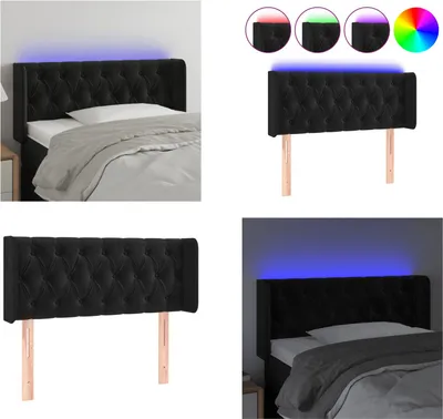 Produktbild von vidaXL LED Kopfteil Schwarz 103x16x78/88 cm Samt - LED Kopfteil - LED Kopfteile - Kopfteil - Bett-Kopfteil