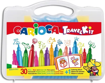 Image de Kit de voyage CARIOCA, 30 pièces dans une boîte en plastique + livre de coloriage