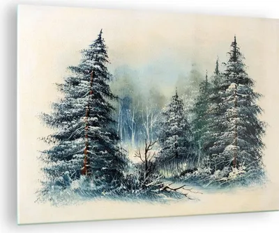 Produktbild von Bilder auf glas - Einteilig - Schnee Fichten Wald - 70x50cm - Glasbilder - Wandbilder - Bilder - zum Aufhängen bereit - Wanddekoration aus Glas - Glas Bilder - Wandbild auf Glas - GAA70x50-4641