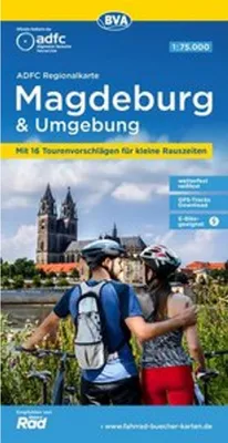 Immagine prodotto di Mappa regionale ADFC di Magdeburgo e dintorni, scala 1:75.000, con suggerimenti per escursioni giornaliere, resistente a strappi e alle intemperie, adatta per e-bike, possibilità di scaricare i percorsi GPS
