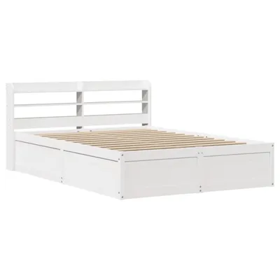 Image de vidaXL Lit en bois massif avec tête de lit blanc 135x190 cm pin