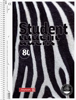 Produktbild von BRUNNEN 106752805 Collegeblock Premium Student „Zebra“, A4, 80 Blatt, Lineatur 28
