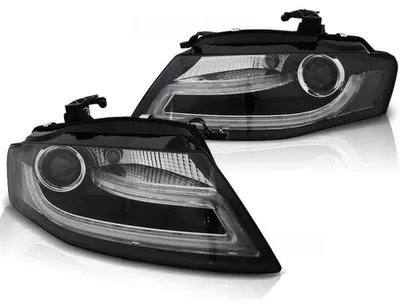 Productafbeelding van LED-dagrijverlichting koplampen, geschikt voor Audi A4 B8, modeljaren 2008-2011, zwart