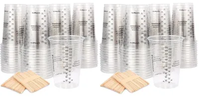 Immagine prodotto di Set da 50 contenitori in plastica per resina epossidica, capacità 240 ml, con 50 bastoncini per mescolare