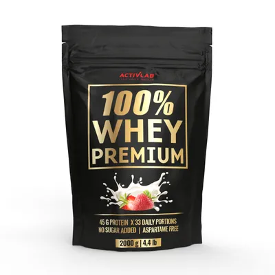 Image de 100% Whey Premium 2 kg de protéines de lactosérum WPC goût fraise Activlab