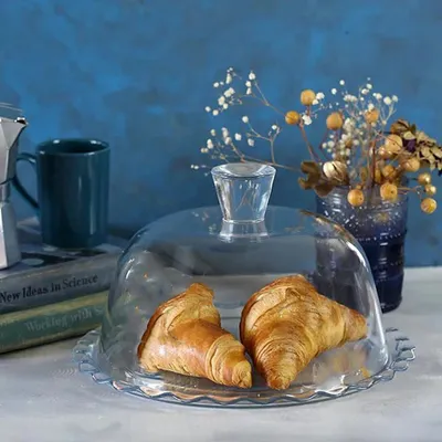 Pasabahce Petite Patisserie Kuchenform aus Glas mit Glucke Transparent