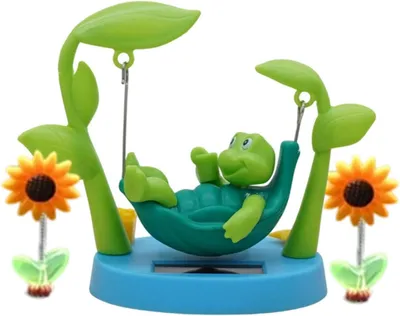 Productafbeelding van Zonne-energieornament met zwaaiende schildpadfiguren voor in de auto