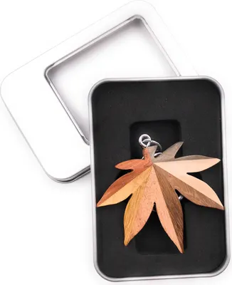 Produktbild von Schlüsselanhänger Holz Hanf Hanfblatt Cannabis Pflanze Anhänger in Geschenkbox
