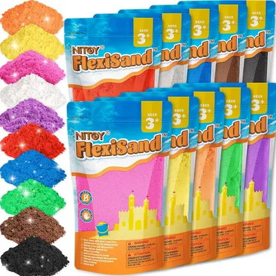 Productafbeelding van 18,1 kg. Vormbaar, zelfklevend zand waardeverpakking, nooit droogt uit, leuk voor kinderen vanaf 3 jaar