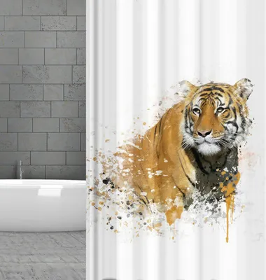 Immagine prodotto di Tenda da doccia tessile Tiger 180x180cm 180x200cm incl. anelli per tenda da doccia