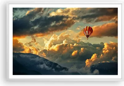 Produktbild von Gerahmtes Poster - Weißer Rahmen - Wolken Ballon Flug - 91,5x61 cm - Wand Bild - Wanddeko - Wandbilder - Kunstposter - Wandposter - Bilderrahmen - Bilder - Kunstdruck - Wandbild - P2WAA91x61-3791