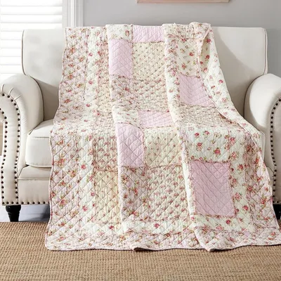 Produktbild von Steppdecke für das Bett aus 100% Baumwolle mit Blumenmuster