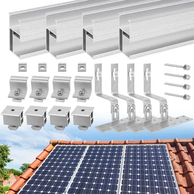 Zdjęcie produktu dla Uchwyty do paneli słonecznych - zestaw do dachów z cegieł - profil aluminiowy 300 mm - regulowane zaciski