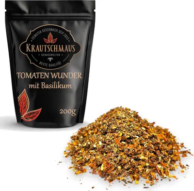 Produktbild von 200g Tomaten Wunder mit Basilikum & Knoblauch von Krautschmaus, schonend getrocknet, voller Geschmack