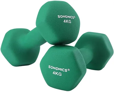 Image de Ensemble de haltères – 2 x 4 kg – Revêtus de vinyle – Fonte – Vert