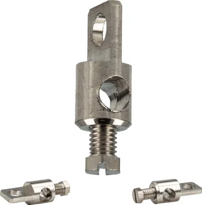 Three metal plumbing fittings on a white background.
