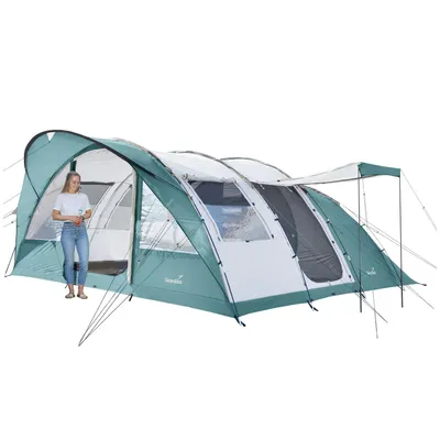 Produktbild von Skandika Egersund Tunnelzelt für 7 Personen | Camping Zelt mit Sleeper Technologie, eingenähter Zeltboden, Schwarze Schlafkabine, 2 m Stehhöhe
