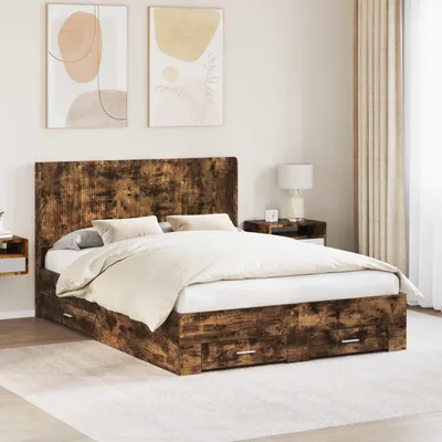 Productafbeelding van Maison Exclusive - Bedframe met opbergruimte en hoofdeinde, gerookt eikenhout