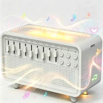 Produktbild von 4-in-1 Aroma Diffusor & Schlafhilfe: Weißes Rauschen Maschine, Bluetooth-Lautsprecher, Luftbefeuchter & Nachtlicht, 8 Naturklänge, Timer, USB-Strom