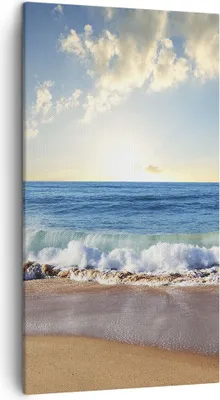 Produktbild von Bild auf Leinwand - Leinwandbild - Meer Ufer Wasser - 45x80cm - Wand Bild - Wanddeko - Wandbilder - Leinwanddruck - Bilder - Kunstdruck - Wanddekoration - Leinwand bilder - Wandkunst - PA45x80-3551